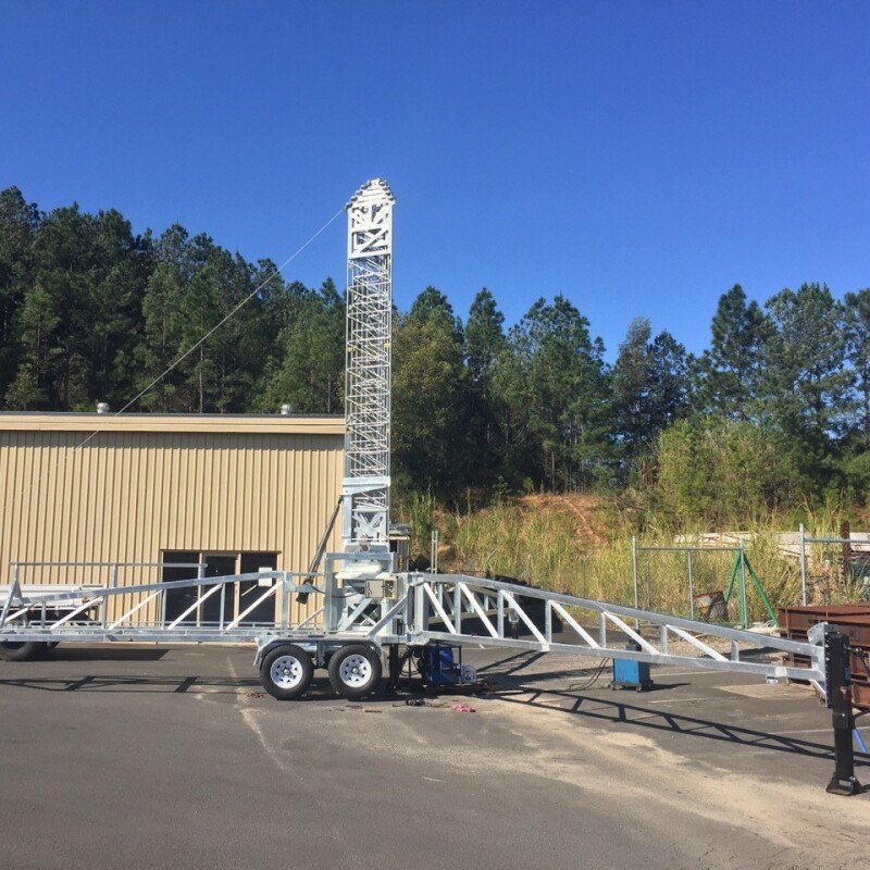 Rapid deployment communications tower on trailer
