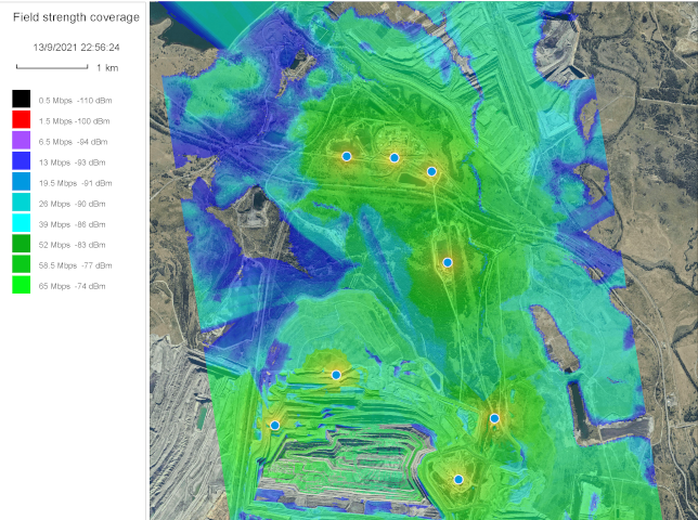 RF Survey map showing field coverage